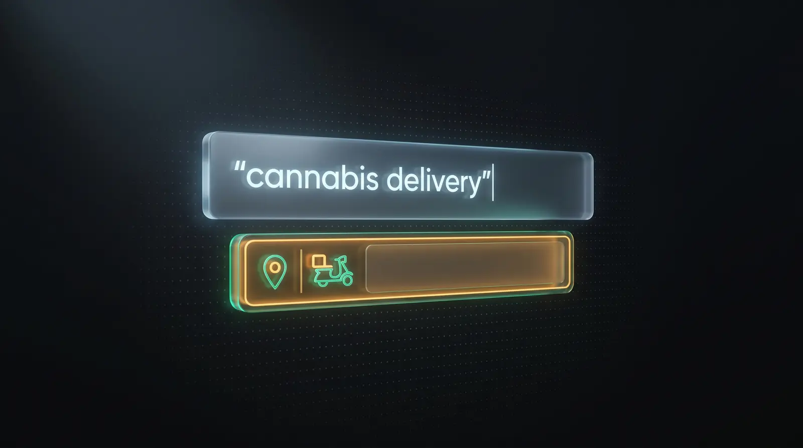 A phone showing a search for “cannabis delivery” with one shop as the top result