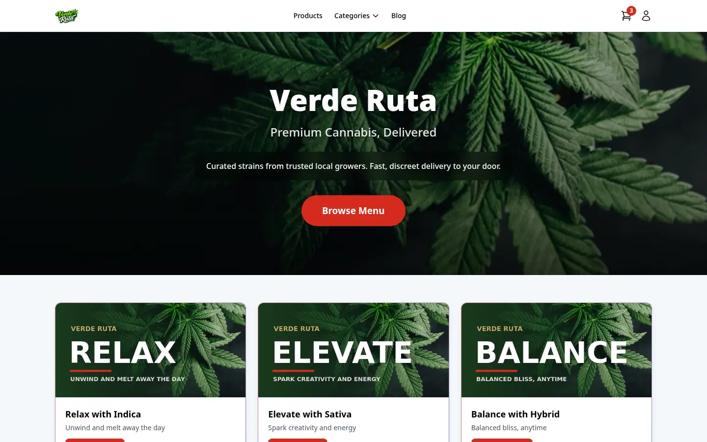 Live DabDash storefront with products visible