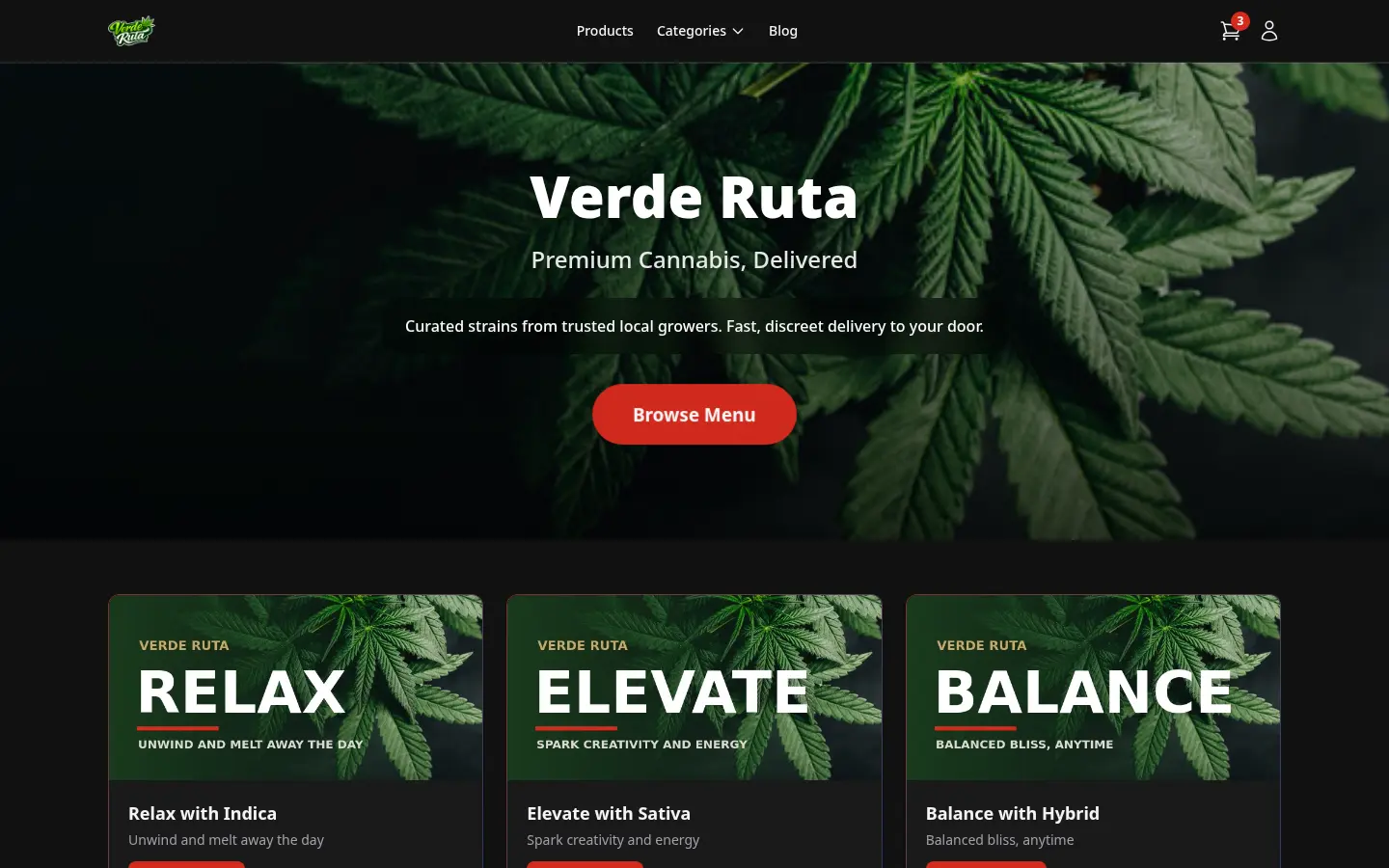 Live DabDash storefront with products visible