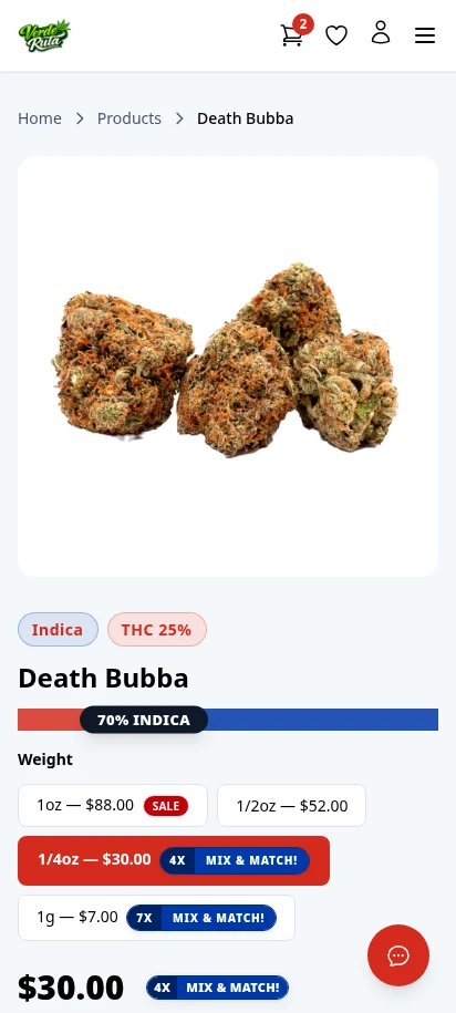 DabDash product detail page showing a live mix and match offer and bundle progress