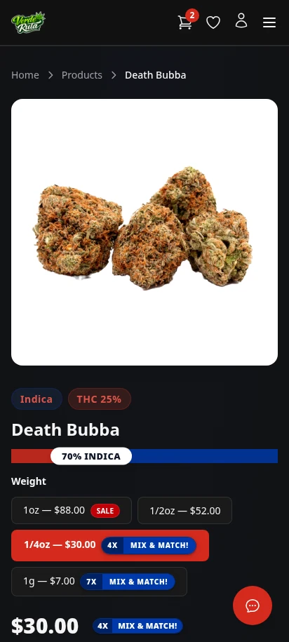 DabDash product detail page showing a live mix and match offer and bundle progress