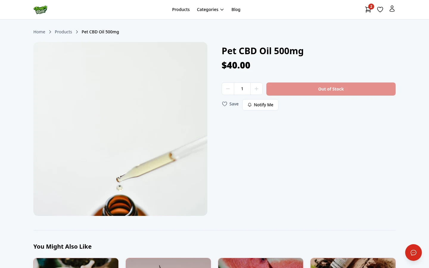 DabDash out of stock product page showing restock email sign-up