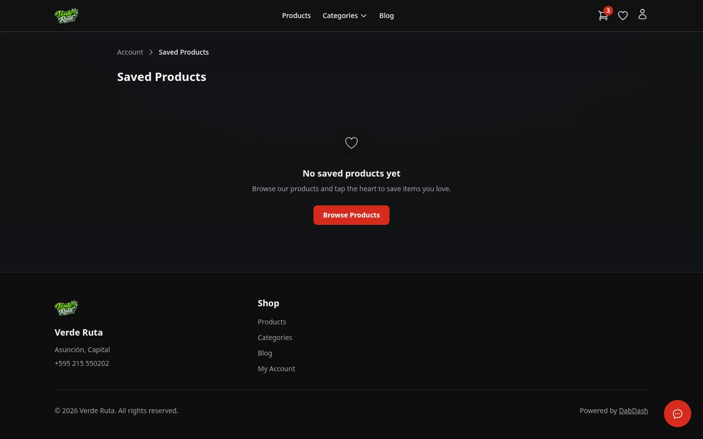 Saved Products (Wishlist) screenshot
