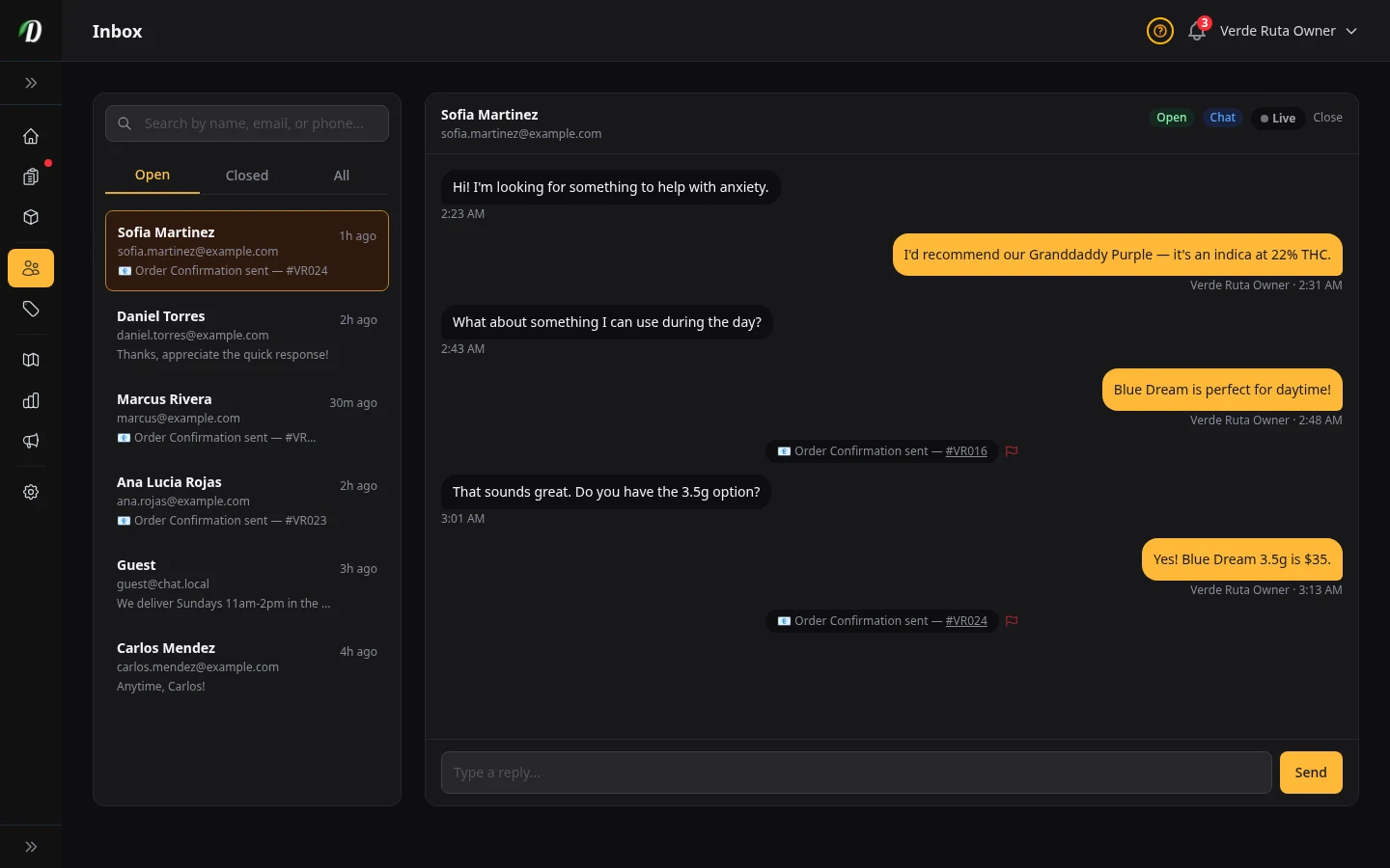 Customer Inbox screenshot