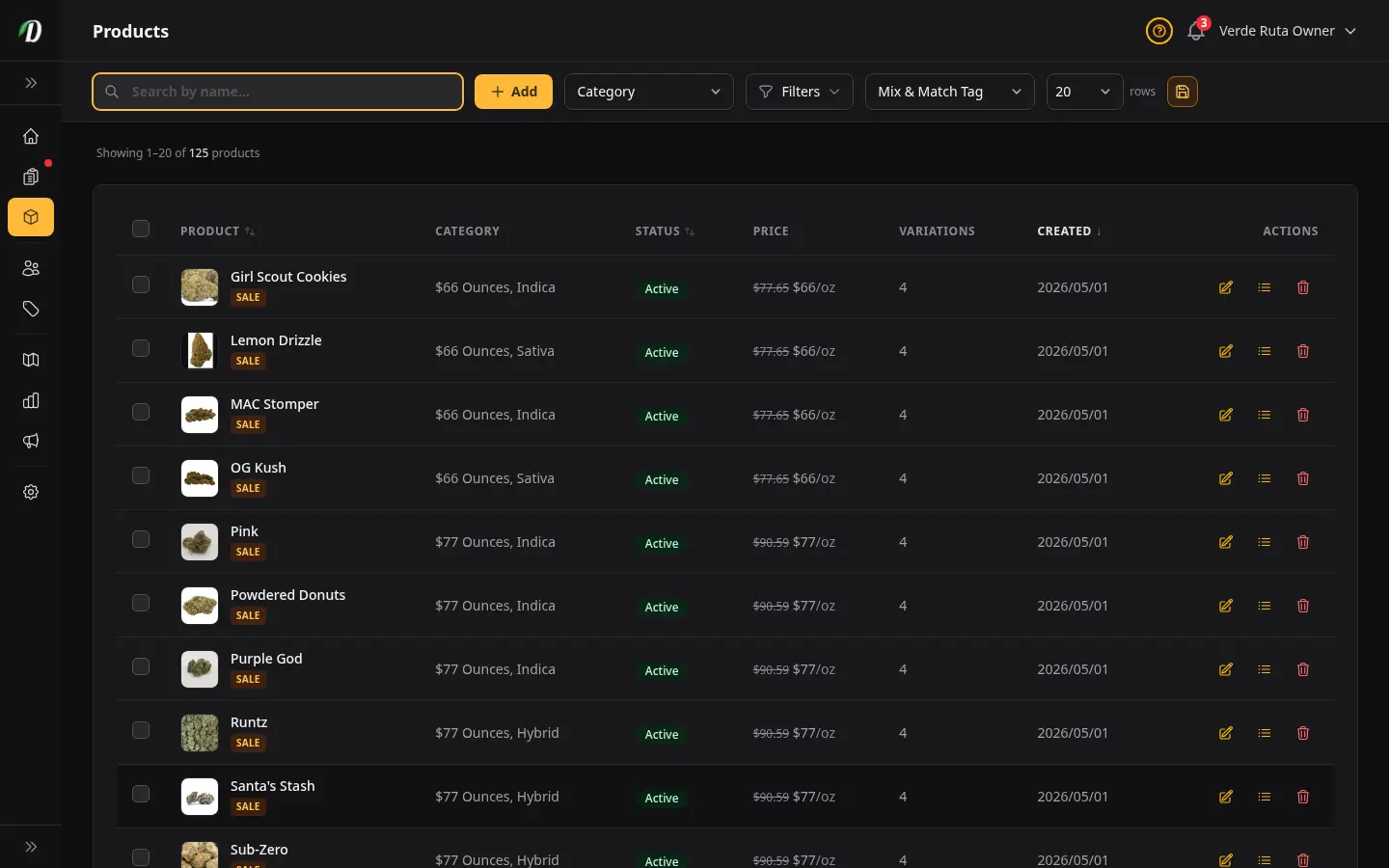 Product catalogue with weight pricing in DabDash