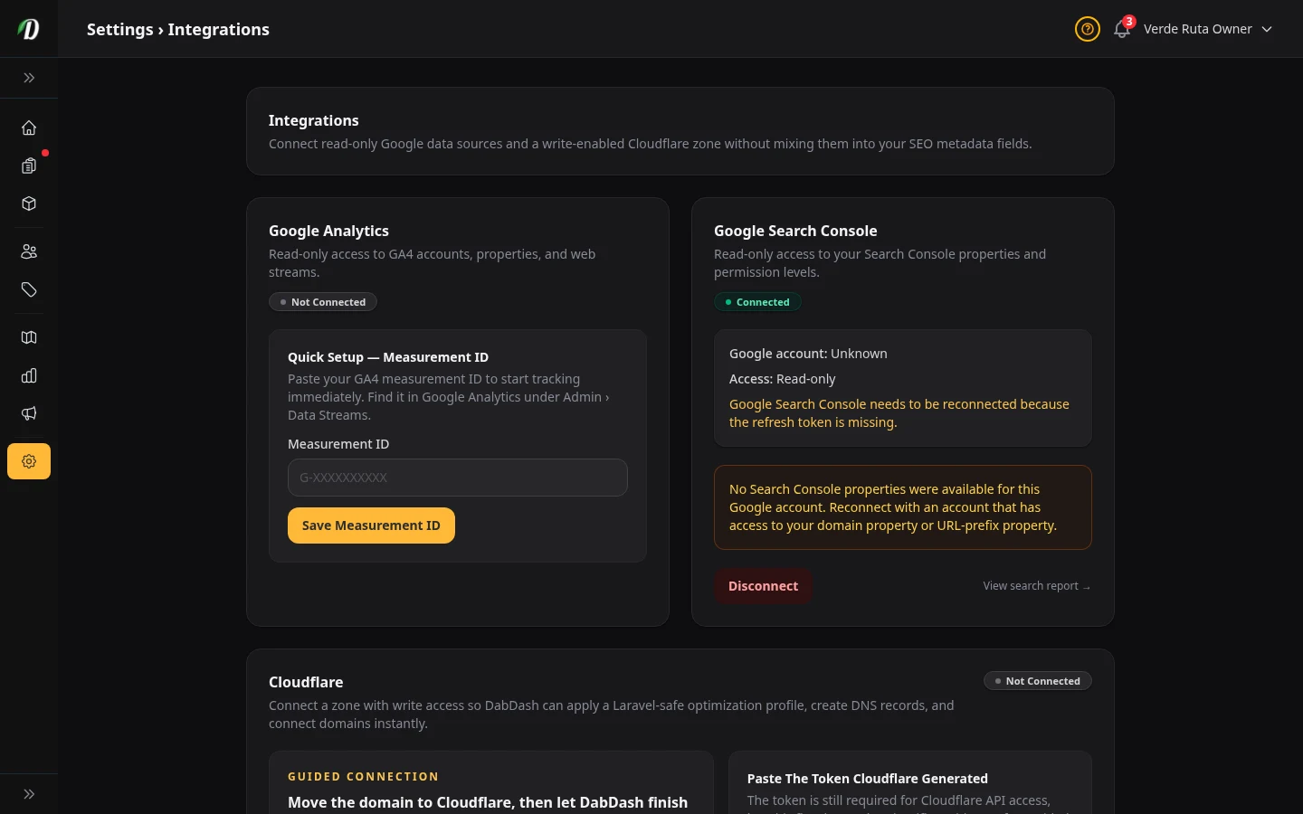 Integrations screenshot